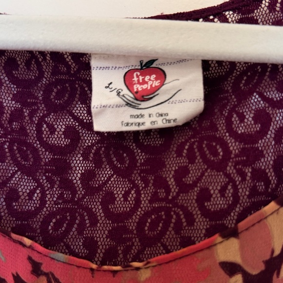 Vintage Free People Sheer Floral Blouse With All Lace Back and Chain - Size Lg - Picture 2 of 3